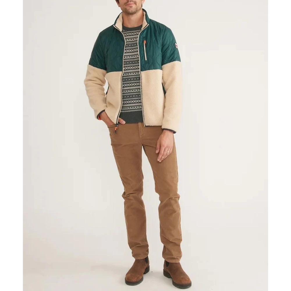 Marine Layer Archive Bariloche Sherpa Jacket Medium Green Tan Full Zip Rare NWOT - Picture 9 of 12